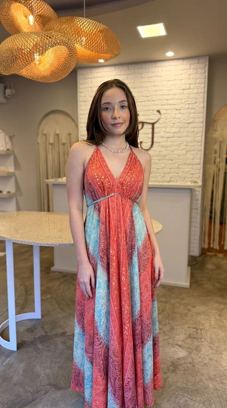 Vestido Frente Única Coral — foto 1