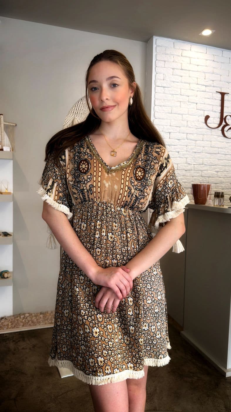 Vestido Curto Mandala Café — foto 1
