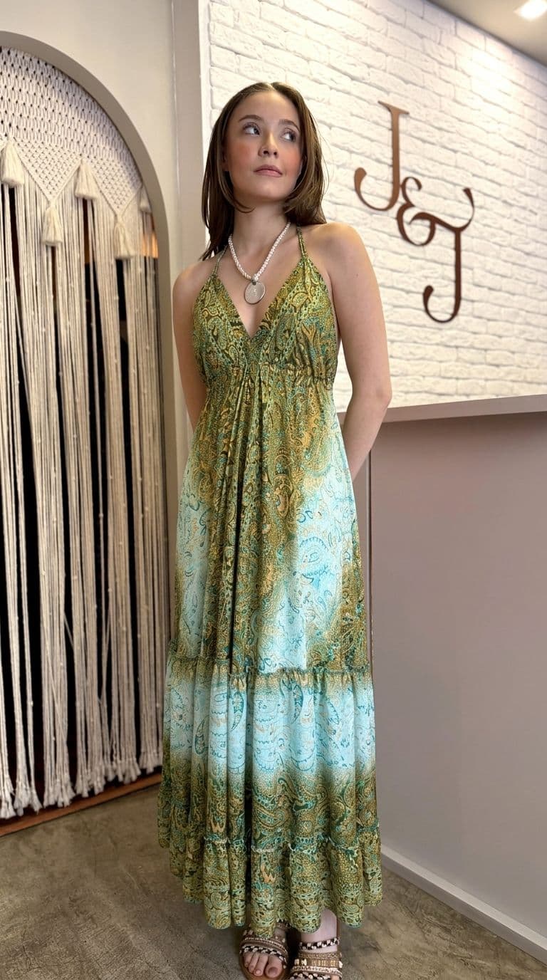 Vestido Longo Esmeralda Degradê — foto 1