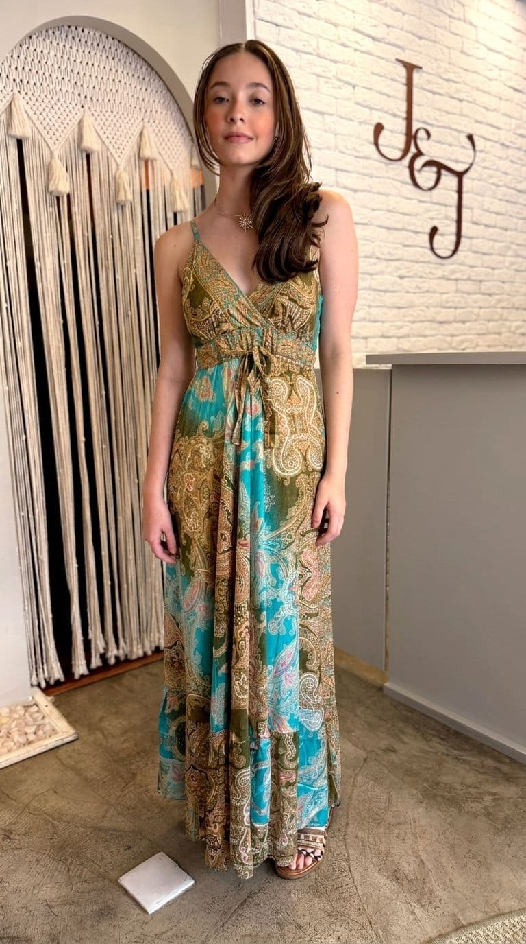 Vestido Patchwork Turquesa — foto 1